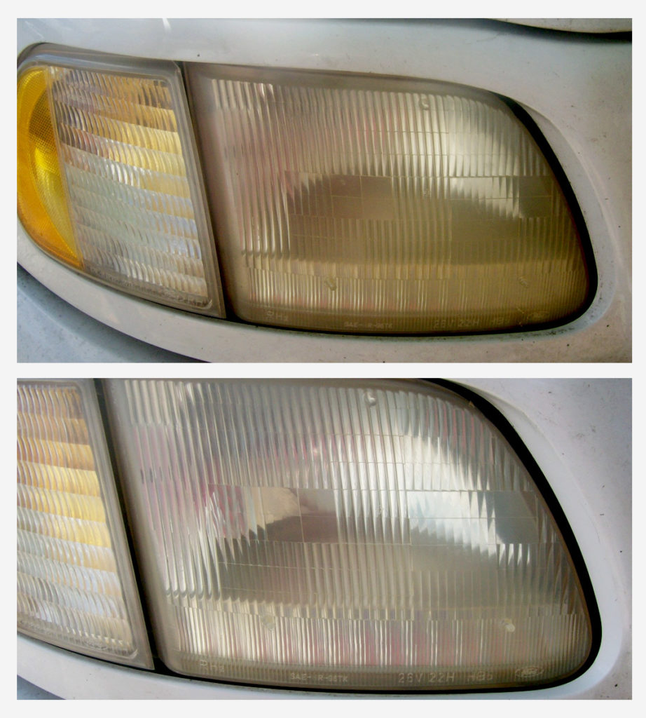 how to clean headlights - how to clean foggy headlights - before and after image