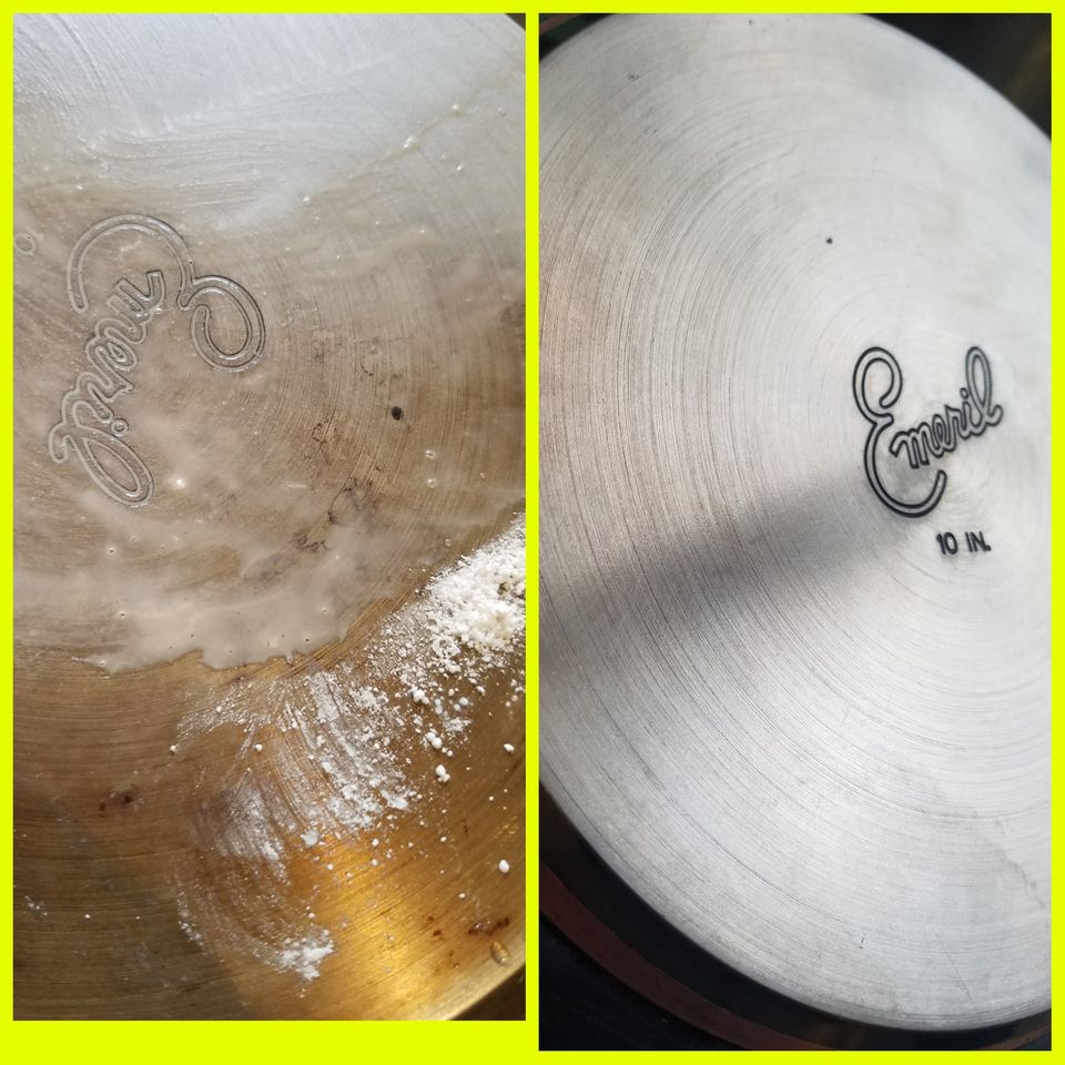 Learning to clean stainless steel pans isn't hard. Simply sprinkle BKF, scrub and rinse.