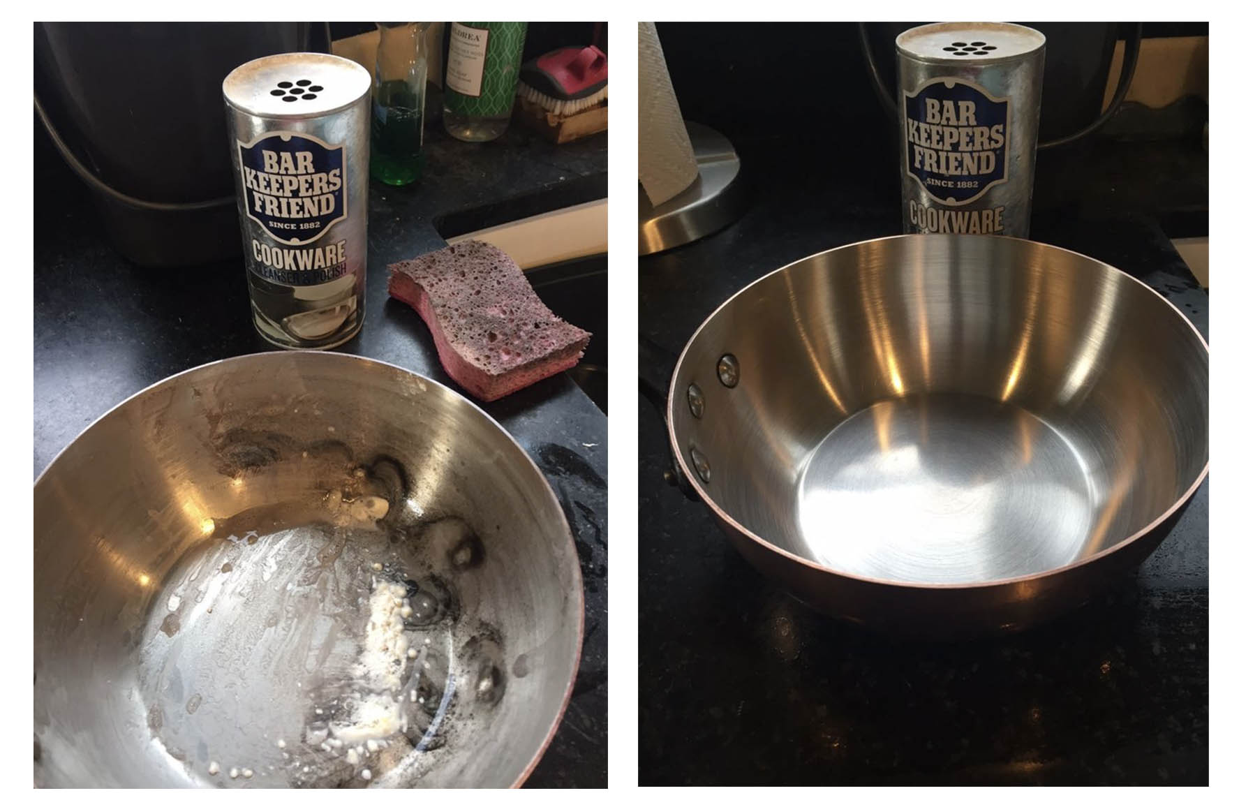 Learn how to clean stainless steel pans with Bar Keepers Friend