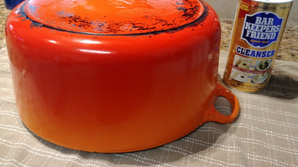 cleaning enameled cast iron - how to clean a dutch oven - after pic